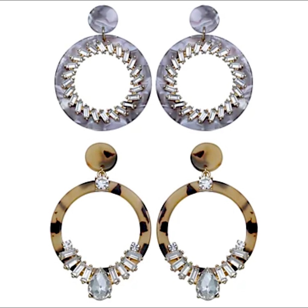 Leopard & Marble Statement Resin Earrings 2 Pair